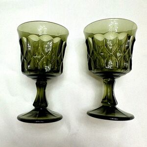 SET OF 2 Vintage Noritake Glass Goblet - Green